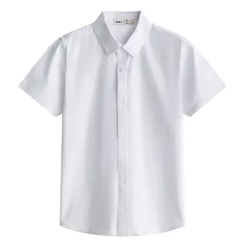 2022 Весенне-летние детские рубашки для мальчиков, Однотонная детская рубашка с коротким рукавом, хлопковые топы, футболки, Детская повседневная блузка G44