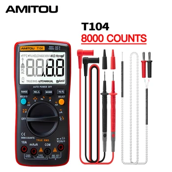 AMITOU T104 Цифровой Профессиональный Мультиметр Электрический Вольтметр Амперметр AC/DC Тестер Напряжения Мультитестерные Инструменты для Электрика