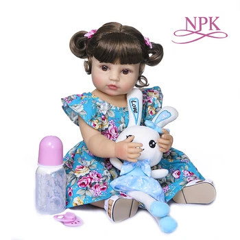NPK 55 см кукла bebe reborn малыш девочка кукла всего тела силиконовая мягкая на ощупь гибкая анатомически правильная