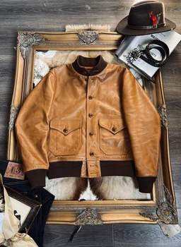 Tailor Brando, итальянская куртка пилота из воловьей кожи без покрытия A-1, изготовленная на заказ, пряжка с фруктами, американская классическая кожаная куртка