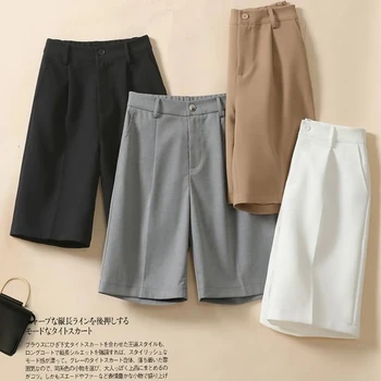 Женские летние шорты с эластичной резинкой на талии, широкие шорты с карманами, женские однотонные повседневные короткие брюки с высокой талией