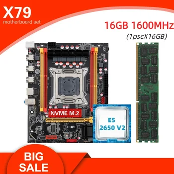 Комплект материнской платы Kllisre X79 Xeon LGA 2011 combos E5 2650 V2 CPU 1шт x 16 ГБ оперативной памяти DDR3 1600 ECC RAM