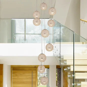 Новая лестничная люстра в скандинавском стиле, современные подвески, освещение для ресторана в помещении, лампы для отдыха, Хромированный шар, Подвесное украшение