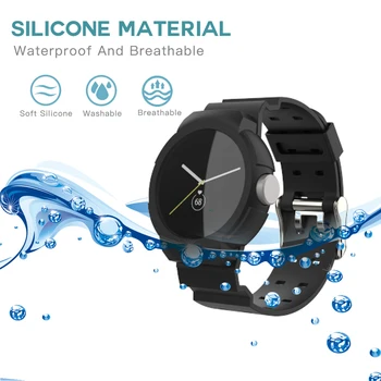 Спортивный ремешок для часов TPU, Водонепроницаемый дышащий Спортивный ремешок для часов 26 мм + сменные аксессуары для корпуса для Google Pixel Watch 2022
