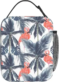 Тропический Гавайский фламинго, переносная сумка для ланча, Изолированный ланч-бокс, Многоразовые сумки для женщин, мужчин, работы, пикника, кемпинга, Один размер