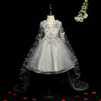 Юбка принцессы из детской пушистой пряжи, платье для фортепианного представления для девочки, накидка на день рождения для девочки, вечернее платье, свадебное платье
