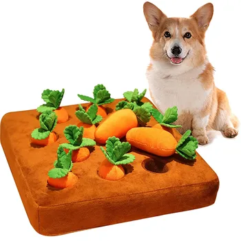 12 плюшевых игрушек-головоломок для собак с обогащением морковью, прятки, игрушки для собак с морковной фермы, игрушка для щенков крупных собак с морковным патчем