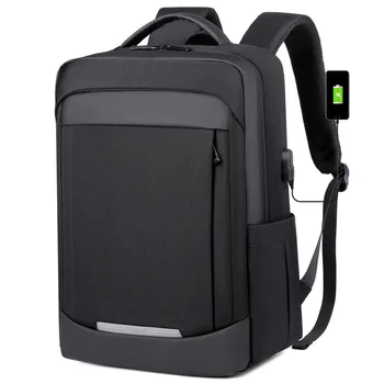 17-дюймовый рюкзак для ноутбука для мужчин, сумки для ноутбука из водонепроницаемого нейлона, многофункциональная USB-зарядка, черная сумка, мужские повседневные дорожные рюкзаки