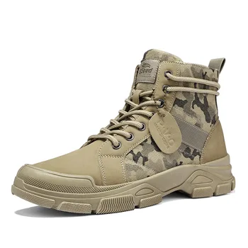 2023 Мужские Модные камуфляжные Повседневные ботинки со средним верхом, Винтажная армейская обувь для пустыни, Водонепроницаемая Альпинистская обувь, Походная обувь