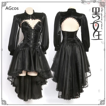AGCOS Оригинальный дизайн, Черный костюм королевы для косплея, женское платье, Темное платье Лолиты на Хэллоуин, сексуальный косплей