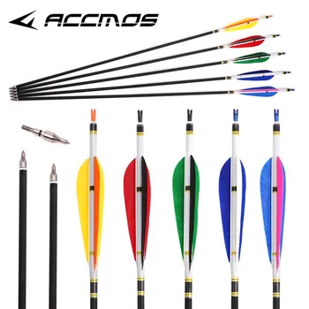 Archery Carbon Arrow Spine 500 с термоусадочной наклейкой Nature Feather для охотничьей стрельбы из изогнутого/длинного лука/составного лука
