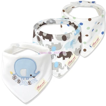 DHL 100set 3 шт./компл. Детские нагрудники из хлопка с мультяшным принтом для новорожденных девочек и мальчиков, Шарф-бандана для малышей, детские аксессуары