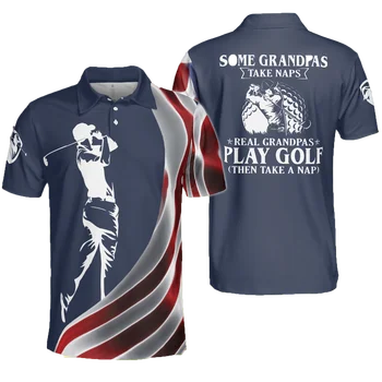 Jumeast Golf Flag Swing Swing Look For Ball Repeat Рубашки Поло С Американским Флагом Команда По Употреблению пива Синие Футболки Одежда для дедушек
