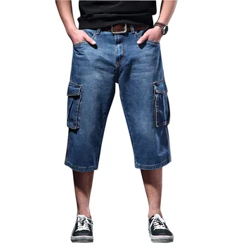 Mcikkny Мужские Мешковатые повседневные джинсовые шорты Caro с множеством карманов, уличная одежда, Свободные джинсовые шорты, Синие