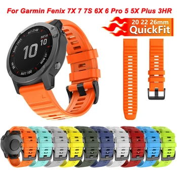 QuickFit 26 20 22 мм Силиконовый ремешок для часов Garmin Fenix 6X 6 6S Pro 7X 7 7S 5 5X 5S Epix 2 Smartwatch Браслеты Браслет