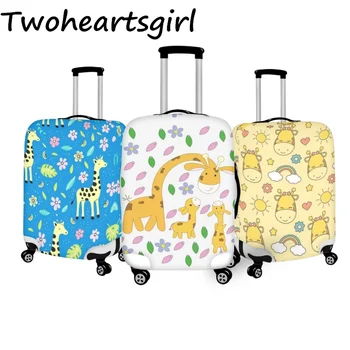 Twoheartsgirl Чехол для багажа в стиле Мультяшного Жирафа, Складные Защитные чехлы для чемоданов, Подходящие для тележек размером от 18 до 32 дюймов