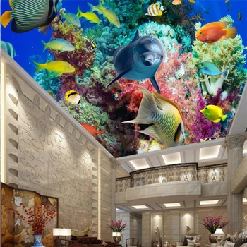 wellyu фэнтезийный коралловый подводный мир потолок потолочная фреска на заказ большая фреска экологические обои papel de parede mural