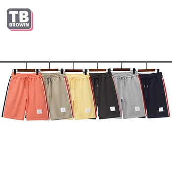 Бренд TB BROWIN Thom, повседневные шорты на лямках, роскошные полосатые шорты tide, мужские летние трендовые хлопковые спортивные брюки средней длины с завязками
