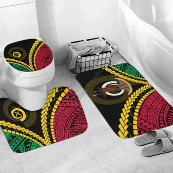 Вануатский набор для ванной Proud Ni - Van Специальная версия с 3D-принтом по всей поверхности Подставки для ванной, коврика, крышки унитаза, набора ковриков для ванной