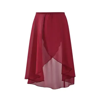 Взрослая женская балетная пачка, юбка для танцев, шифоновая юбка средней длины, женские костюмы для выступлений на сцене, юбка с запахом S22053