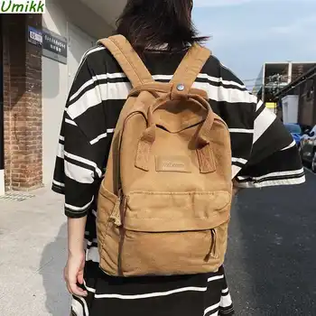 Винтажный женский хлопковый холщовый рюкзак большой емкости для студентов колледжа, сумка для ноутбука и книг, женский повседневный рюкзак для поездок на работу