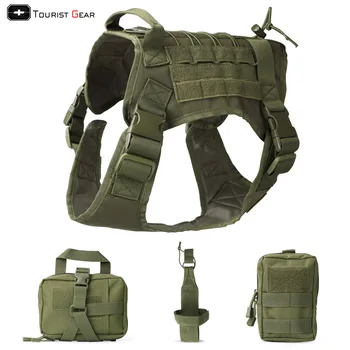 Военный жилет для собак Нагрудный ремень для домашних животных Тактическая одежда для дрессировки собак в паре с сумкой-вешалкой
