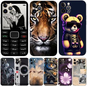 Для iphone 12 Чехол для iphone 12 mini 12 Pro Max Чехол для Apple iPhone12 12Pro Бампер черный tpu чехол медведь тигр лев милый