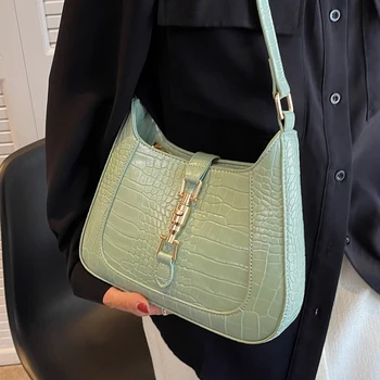 Женская маленькая сумка из искусственной кожи с крокодиловым узором под мышками, роскошные брендовые сумки через плечо, тренд 2022 года, женские кошельки и сумочки