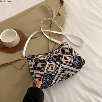 Женская сумка в стиле ретро в национальном стиле 2023, Новый тренд, мода, холщовая сумка для отдыха подмышками