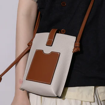 Женская сумка из натуральной кожи, модная сумка для мобильного телефона, женская сумка-мессенджер, простая сумка через плечо с держателем для карт