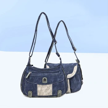 Женская сумка через плечо в стиле национального меньшинства, джинсовая синяя с кисточками, повседневные универсальные сумки-мессенджеры, женские сумки в стиле ретро для рук