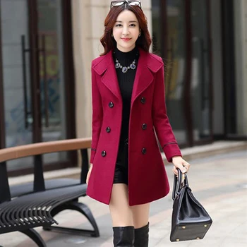 Женское полушерстяное теплое длинное пальто большого размера, женское приталенное шерстяное пальто с лацканами, осенне-зимняя кашемировая верхняя одежда