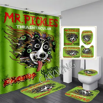Занавеска для душа с 3D-принтом Mr. Pickles, Водонепроницаемая занавеска для ванной, противоскользящий коврик для ванной, набор туалетных ковриков Carpet Home 02