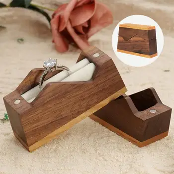 Коробка для колец в форме горы, без заусенцев, удобная в переноске, Многоцелевая Портативная Деревянная коробка для обручальных колец, футляр для свадебных колец