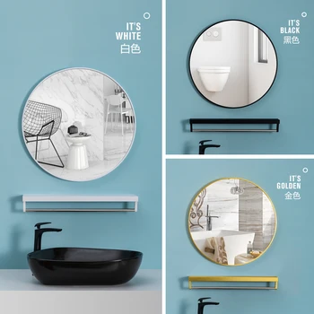 Косметическое зеркало без перфорации В ванной Комнате Зеркало для ванной комнаты, подвесной унитаз с полкой, Настенное круглое зеркало для ванной комнаты