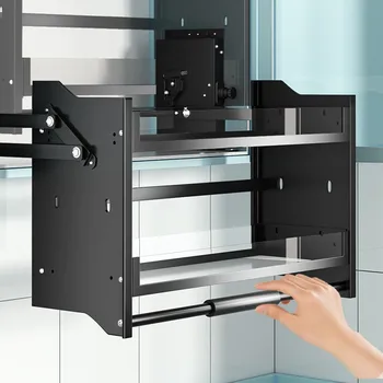 Кухонный подвесной шкаф подъемная корзина выдвижной шкаф верхняя и нижняя полки для приправ двойная полка для хранения