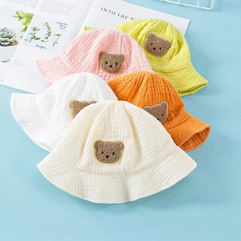 Летняя детская защитная шляпа, милая пляжная кепка-ведро с широкими полями, детская рыбацкая шляпа для мальчиков и девочек, малышей, детей.