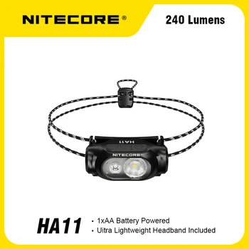 Многоцелевой налобный фонарь NITECORE HA11 на 240 люмен, в комплект входит кронштейн, ремень налобного фонаря