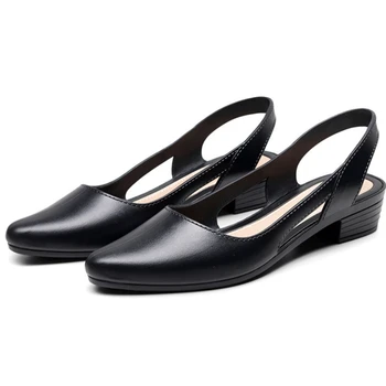 Модные сандалии, женские тонкие туфли с мелким носком на среднем низком каблуке, Корейская версия, пластиковые дышащие повседневные сандалии