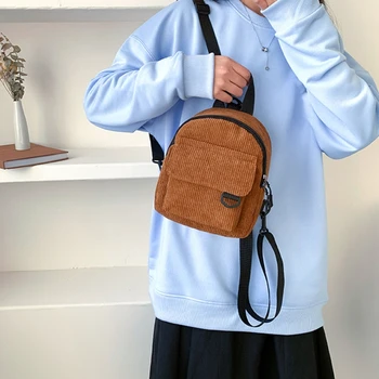 Модный женский мини-рюкзак из однотонного вельвета, Маленькие рюкзаки, простые повседневные Студенческие сумки для книг, Дорожные рюкзаки, Новые
