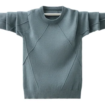 Модный свитер для мальчиков-подростков, весенне-осенняя детская одежда для мальчиков, трикотажная нижняя рубашка RT629
