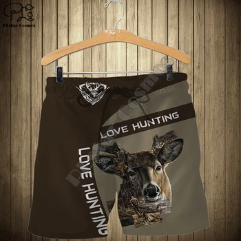 Мужские охотничьи шорты Hunter Love Deer с 3D принтом черепа, летние быстросохнущие пляжные шорты с флагом США, женские шорты с эластичной резинкой на талии, свободные