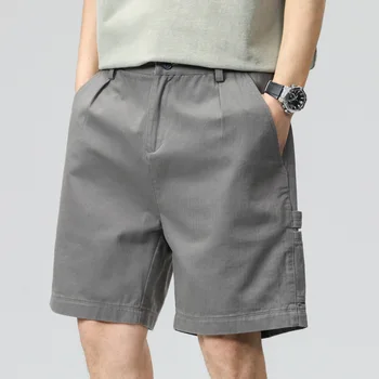 Мужские повседневные шорты-карго, летняя свободная тонкая верхняя одежда, мужские брюки из 5 никелей, низы размера Плюс 5XL, цвет хаки, серый