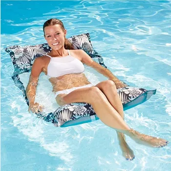 Надувной гамак с сеткой, складной цветной надувной матрас для игр с откидным сиденьем для водных развлечений, Надувной матрас для плавания
