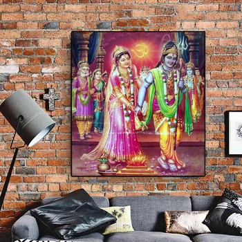 Настенное искусство Холст Живопись Религиозный индуистский Индийский бог Женская живопись Настенные панно для домашнего декора гостиной без рамки Cuadros