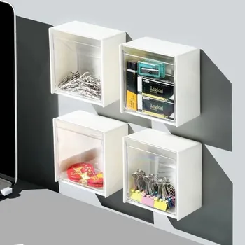 Настенный откидной ящик для хранения, Прозрачный клейкий ящик для хранения мелких предметов, многофункциональный органайзер, Новый