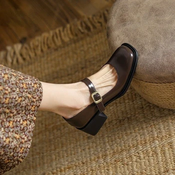 Новая женская обувь Mary Jane из искусственной кожи для отдыха, туфли на платформе с пряжкой, туфли-лодочки с круглым носком, женские Zapatos De Mujer Q190