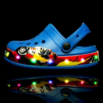 Новое поступление 2023 года, спортивные модные детские тапочки для девочек, Детские сандалии, кроссовки, обувь для мальчиков со светодиодной подсветкой.