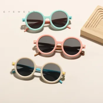 Новые Круглые Детские Солнцезащитные очки в стиле ретро, Разноцветные, Милые, для мальчиков и девочек, Детские Солнцезащитные очки для пикника, Винтажные Очки Оптом