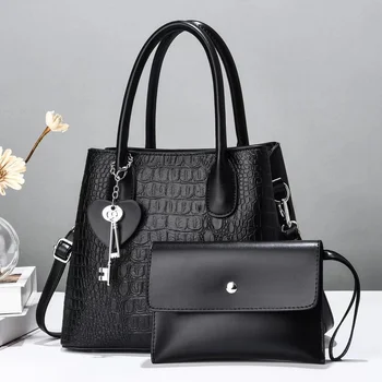 Новый стиль, небольшой аромат, текстура крокодила, комплект из двух предметов, сумка для мамы, женская сумка большой емкости.